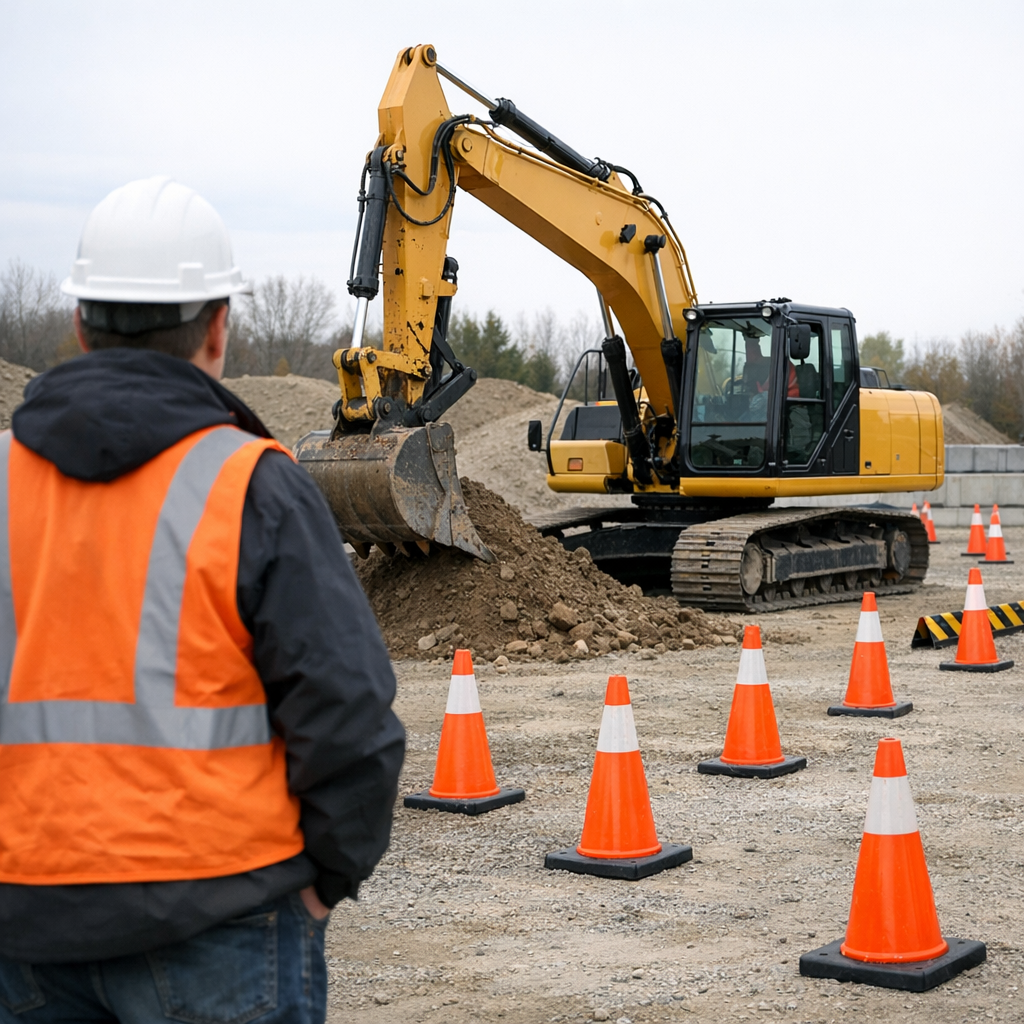Engin de chantier en formation